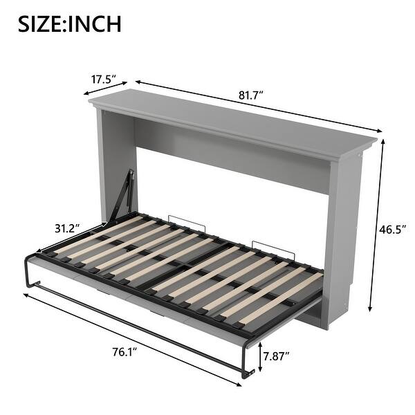 Twin Size Murphy Bed Can be Folded into a Cabinet Folding Bed, Grey