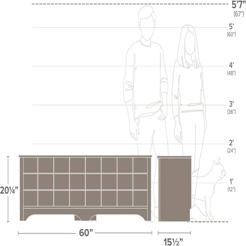 24 Pair Shoe Storage Cubby Bench - 15.5"D x 60"W x 20.25"H