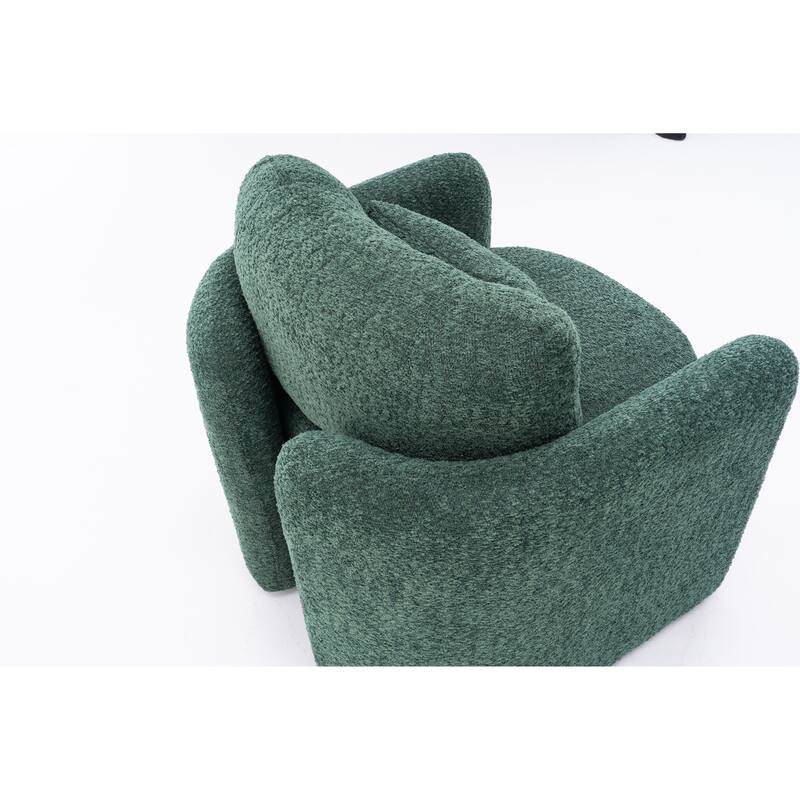 Chenille Round Corner Accent Chairs with Ergonomic Support and Tool-Free Assembly