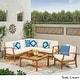 preview thumbnail 39 of 86, Christopher Knight Home - Outdoor Patio Conversation Set, Acacia Wood Frame, Cushions & Slatted Coffee Table