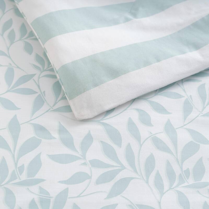 Martha Stewart Copper Vines Cotton Reversible Blue Duvet Cover Set