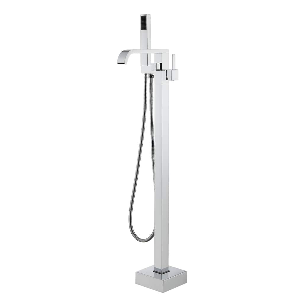 CASAINC Free Standing Floor Mount Bathtub Shower Faucet High Flow Bathroom Tub Filler with Hand Shower