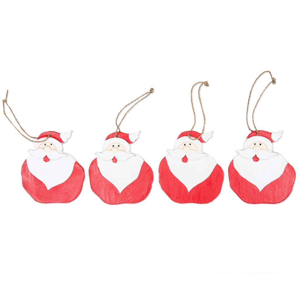 Novica Handmade Happy Santas Wood Holiday Ornaments (Set Of 4)