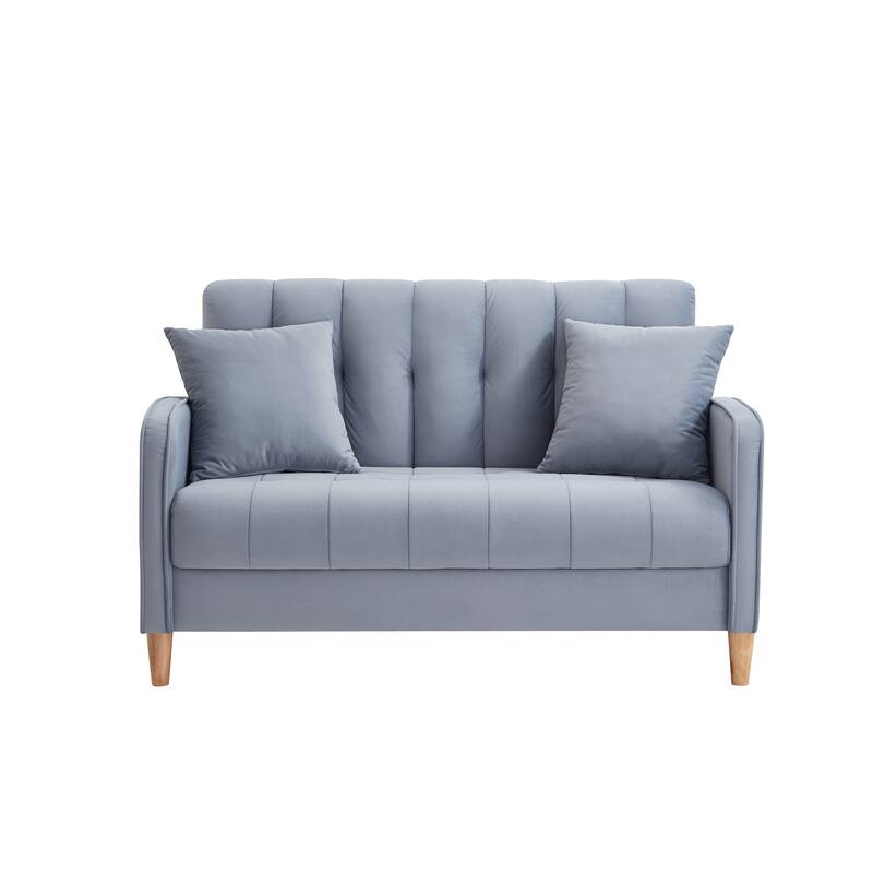 Modern Loveseat, Velvet Tufted Couch Upholstered Futon Sofa with 2 Tufted Pillow for Living Room 2-seat Armchair