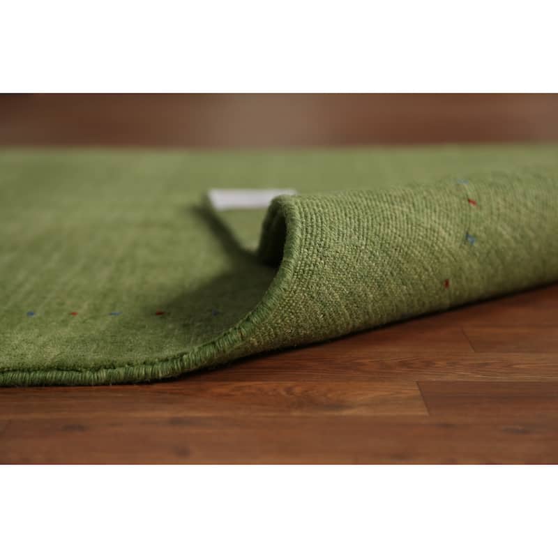 Hand Knotted Oriental 100% Wool Carpet Tribal Tribal Green Gabbeh Area Rug - 7' 7'' X 5' 3''