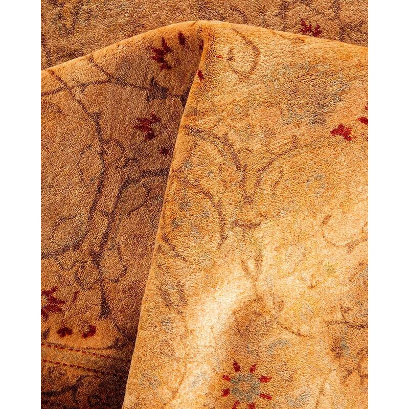 Overton Hand Knotted Wool Vintage Inspired Modern Contemporary Overdyed Ivory Area Rug - 8' 1" x 10' 6"