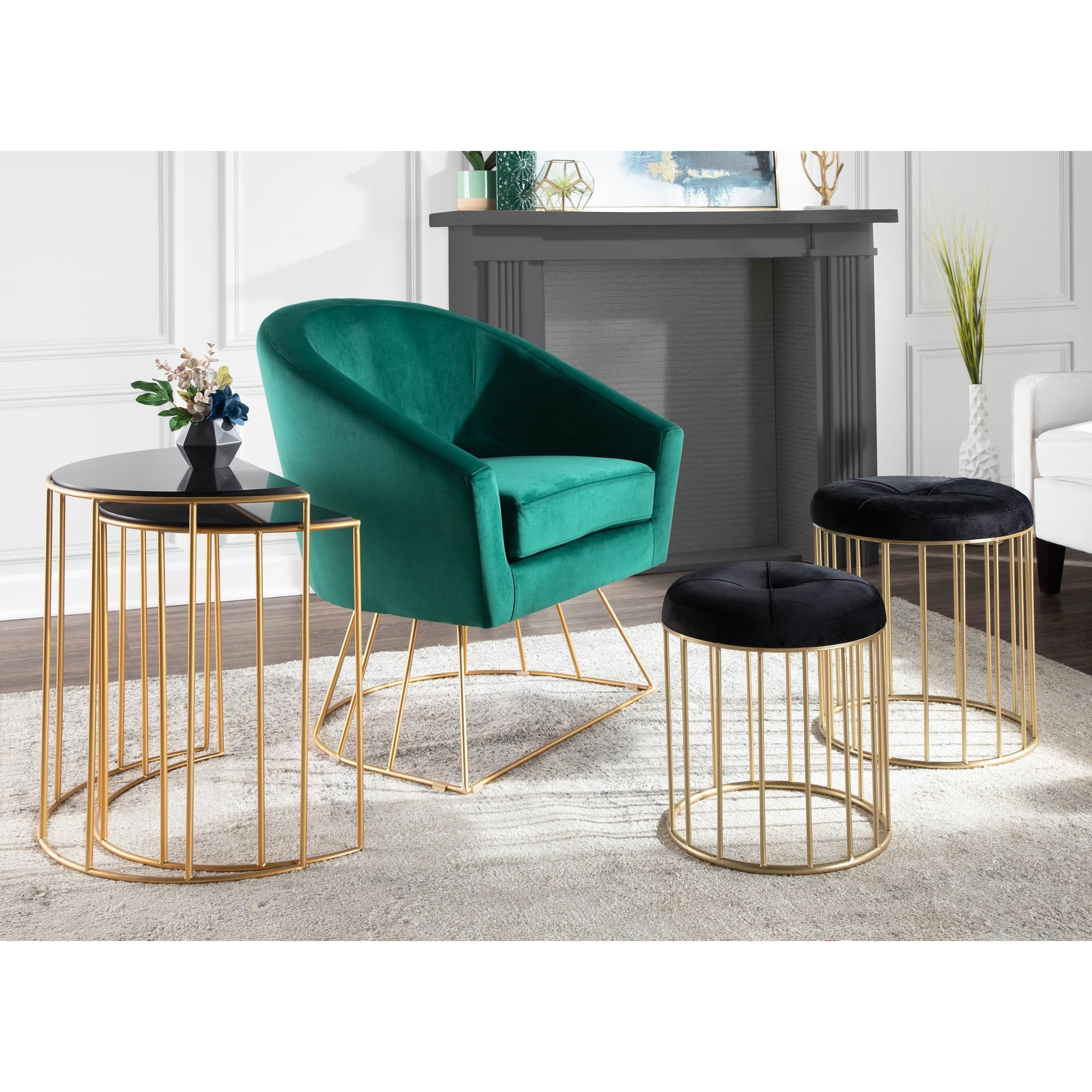 Accent chair hotsell with nesting ottoman