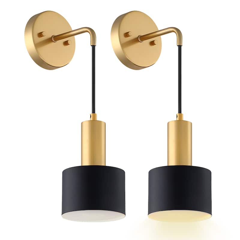 Modern Metal Battery Operated Armed Lights Wall Sconce Set of 2