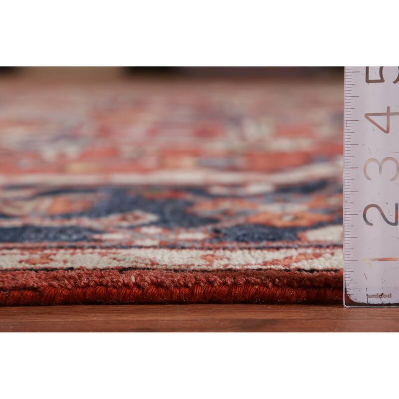 Hand Knotted Oriental 100% Wool Carpet Traditional Medallion Oranges & Rust Heriz (serapi) Area Rug - 13' 9'' X 9' 11''