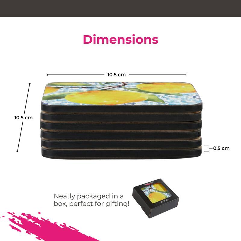 Portmeirion Amalfi Lemons Coasters, Set of 6 - Yellow