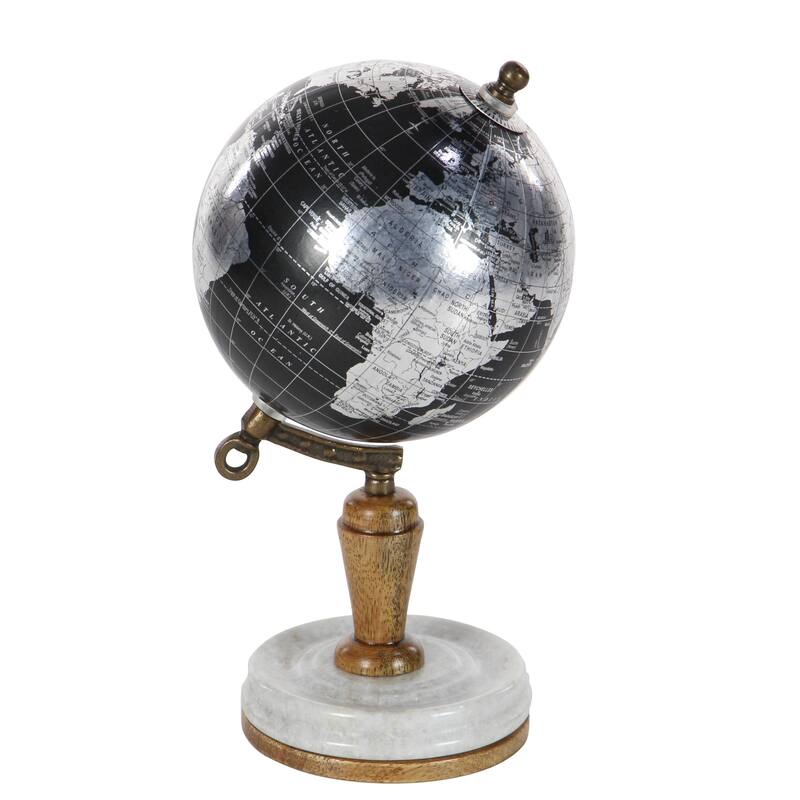 Plastic Educational/Geographic Earth Globe with Marble Base - Black - Roche River Decor - Black