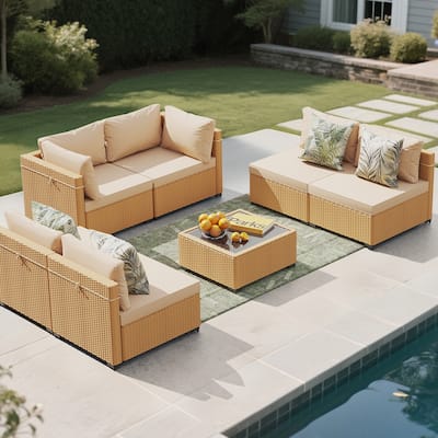 UPHA 7-Piece Wicker Outdoor Seating Group with Cushions
