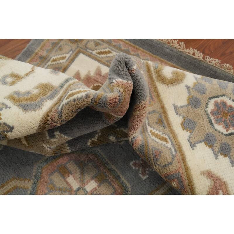 Handmade Wool Oushak Indian Area Rug Hand-knotted Geometric Carpet - 11' 11'' X 9' 1''