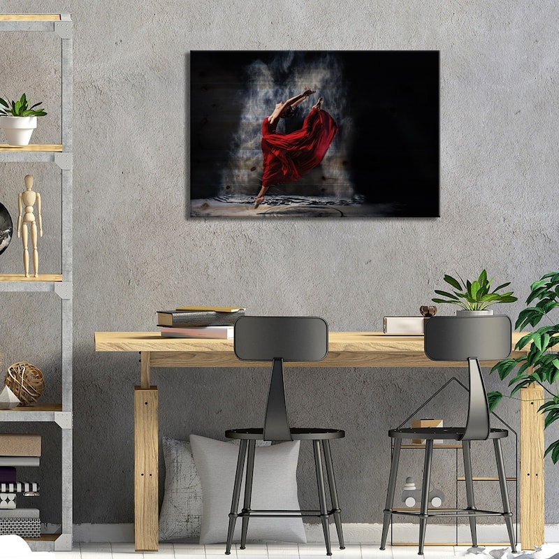 Red Dancing Print On Wood by Petr Kleiner - Multi-Color