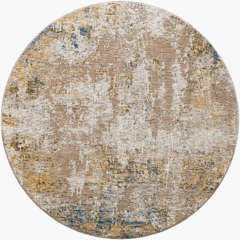 Livabliss Modern & Contemporary Reina Abstract Area Rug - 6'7" x 6'7" Round - Taupe