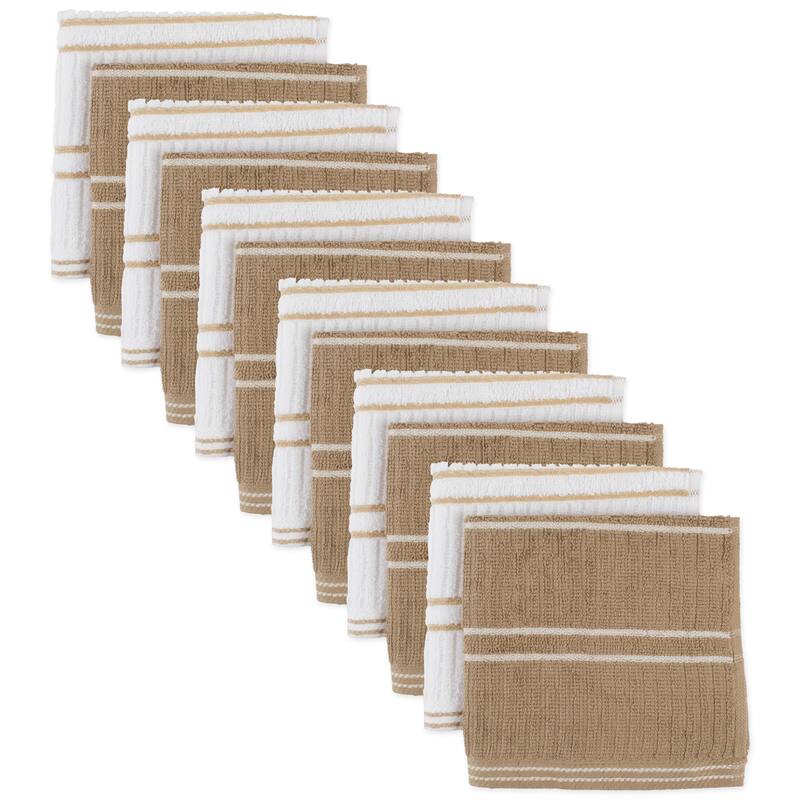 J&M Ribbed Terry Dishcloth (Set of 12) - Mocha