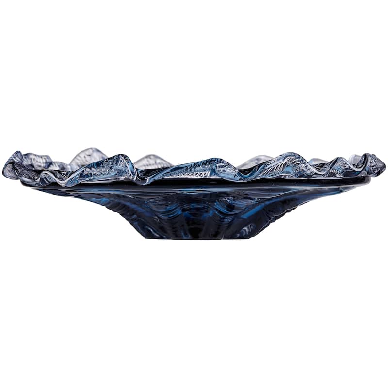 Cascade Petal Platter Scalloped Edge Glass Decorative Bowl for Home
