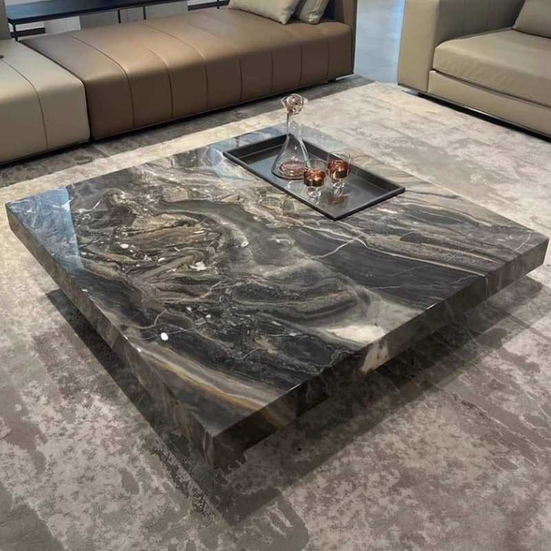 JASIWAY Light Luxury Sintered Stone Square Coffee Table