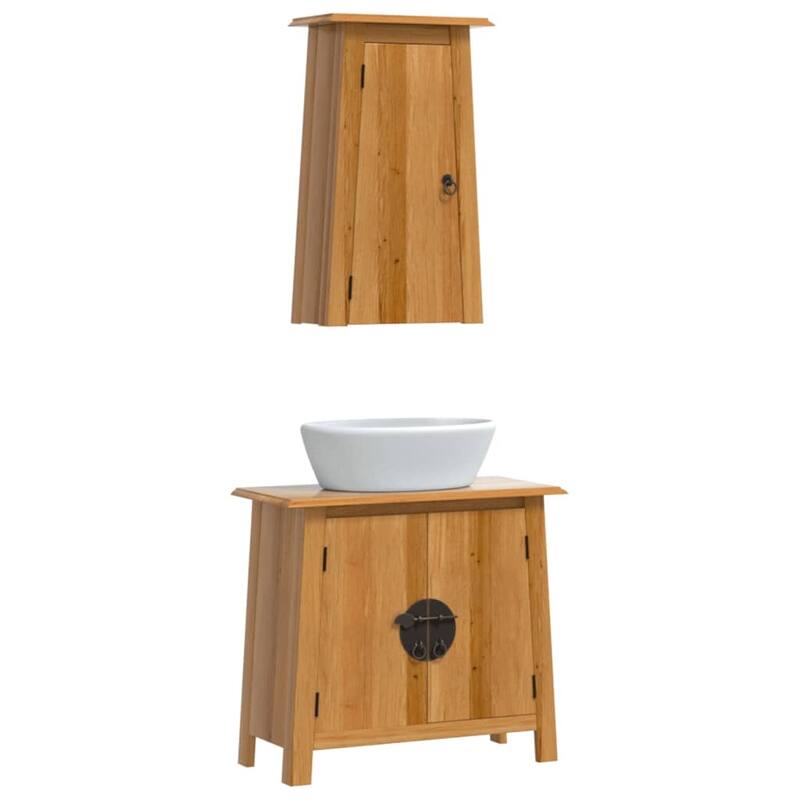 vidaXL Bathroom Furniture Set Wood Tone Solid Pine Wood