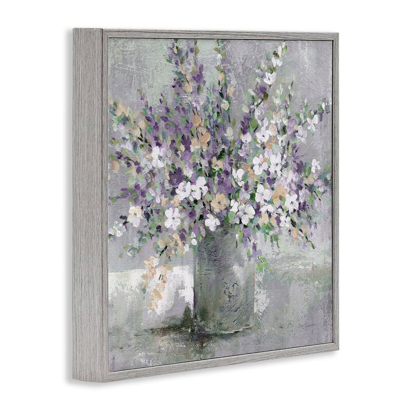 Stupell Blossoming Aster Flower Bouquet Soft Purple Bouquet Painting Framed Giclee Texturized Art by Carol Robinson