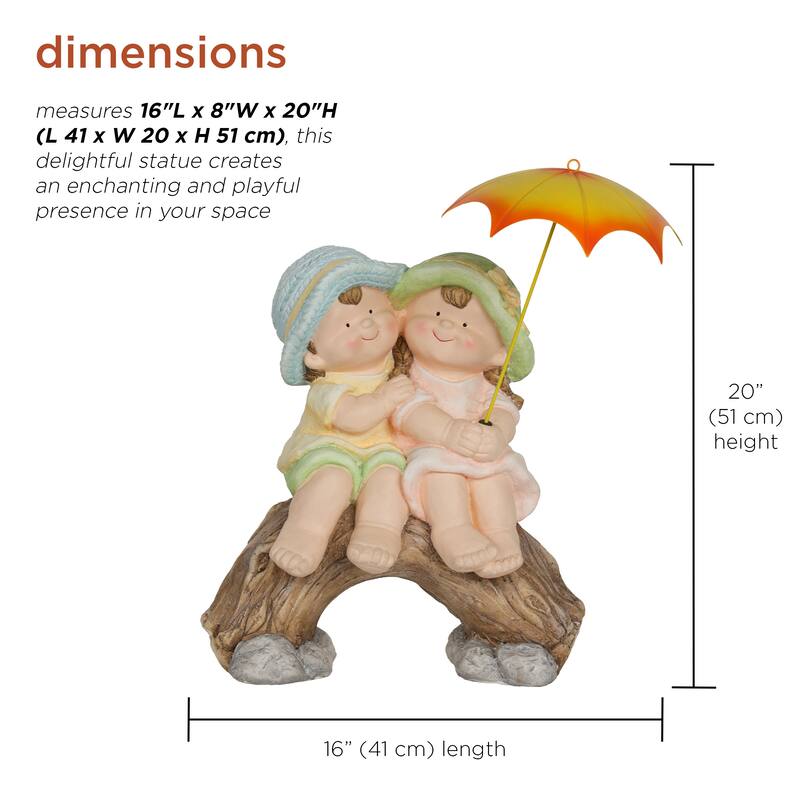 Boy and Girl With Umbrella Statue