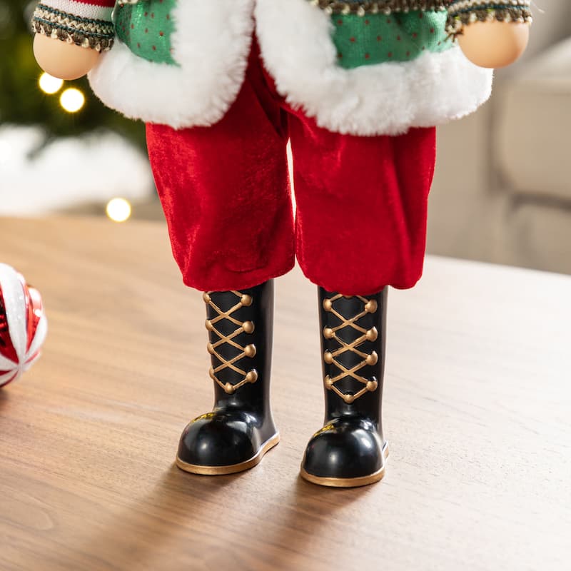 Glitzhome 20"H Faux Fur Christmas Nutcracker Standing Figurine