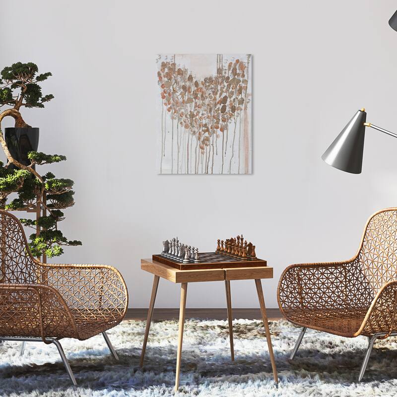 Wynwood Studio Canvas Symbols and Objects Rain Heart Brown and Dark Brown Modern & Contemporary Wall Art Canvas Print - 20 x 16