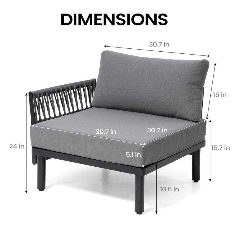 Outdoor Patio Aluminum PE Rattan Free Combination Sectional Sofa Conversation Seating Set