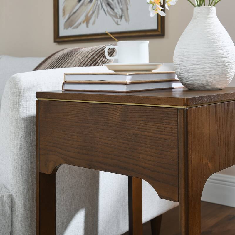 Walnut Nightstand Storage Cabinet Elegant Side Table Corner Table