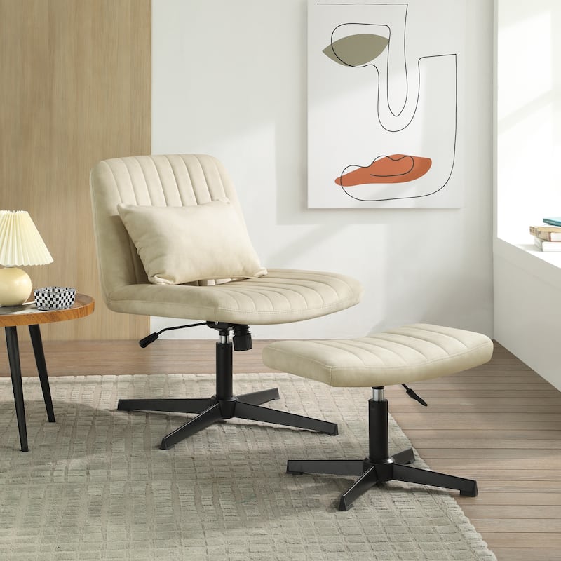 Art Leon Swivel and Adjustable Accent Chair with Ottoman