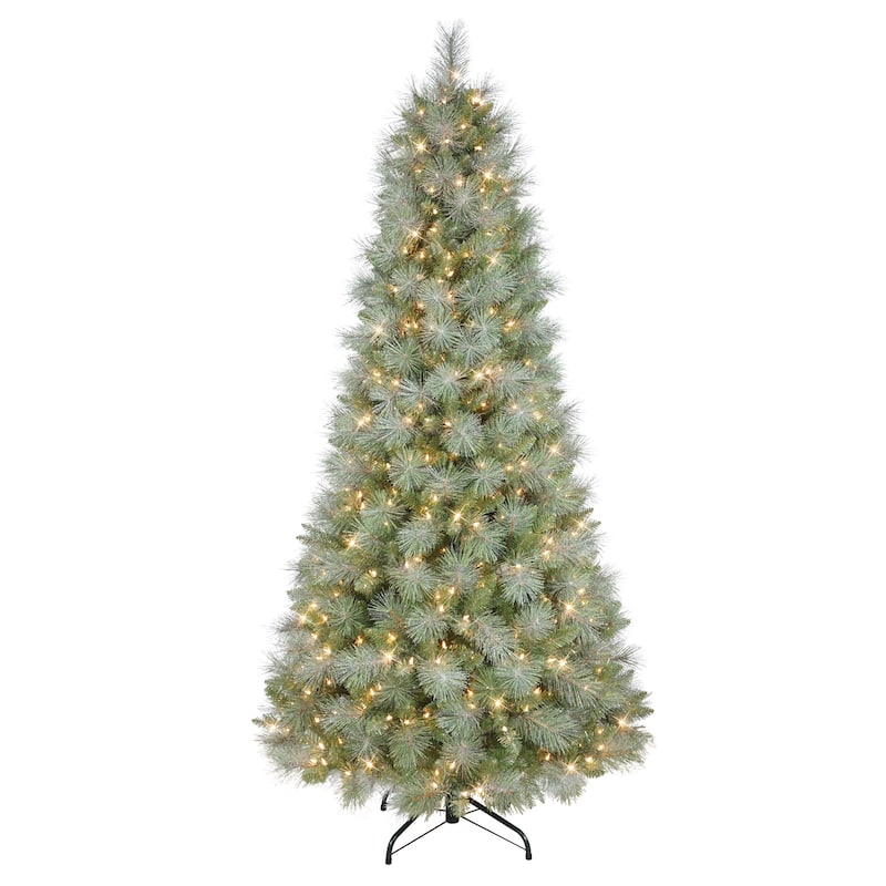 7.5' Pre-lit Dark Green PVC/Hardneedle Tree