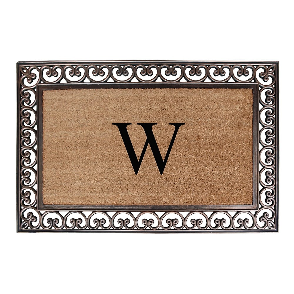 A1 Home Collections Rubber Coir Classic Paisley Border Monogrammed Welcome Entrance Doormat