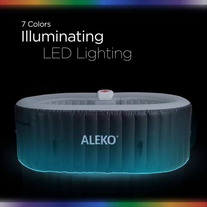 ALEKO Oval Inflatable 2 Prs Hot Tub with Energy-saving Cover & Jets Black Diamond