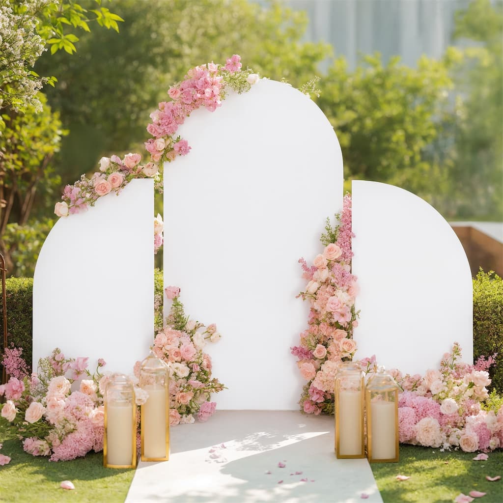 Set Of 3 Wedding Arch Cover Dual-Sided Color Round Top and Half Moon Arch Stands Cover with Zipper