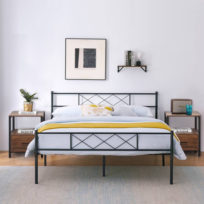 Taomika 3-Pieces Queen size Bed Frame and Modern Nightstand Set