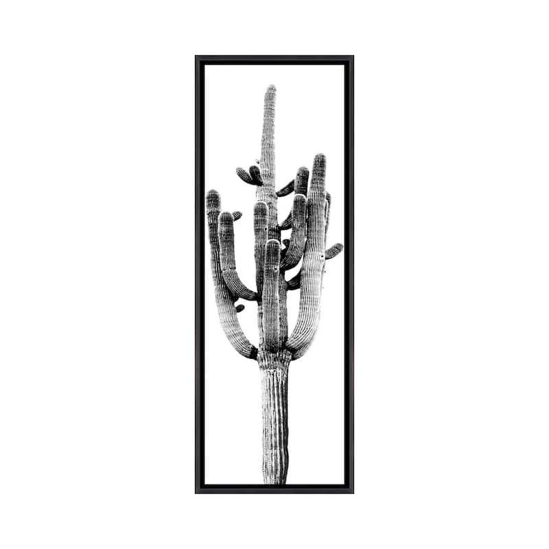 iCanvas "Black & White Saguaro Cactus II" by Mia Jensen Framed - 48x16 - Ebony