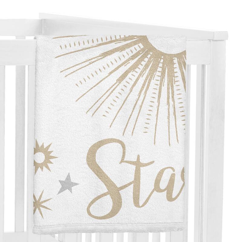 Star and Moon Collection Girl Baby Monthly Milestone Blanket - Gold and Grey Celestial Shoot for the Stars Space