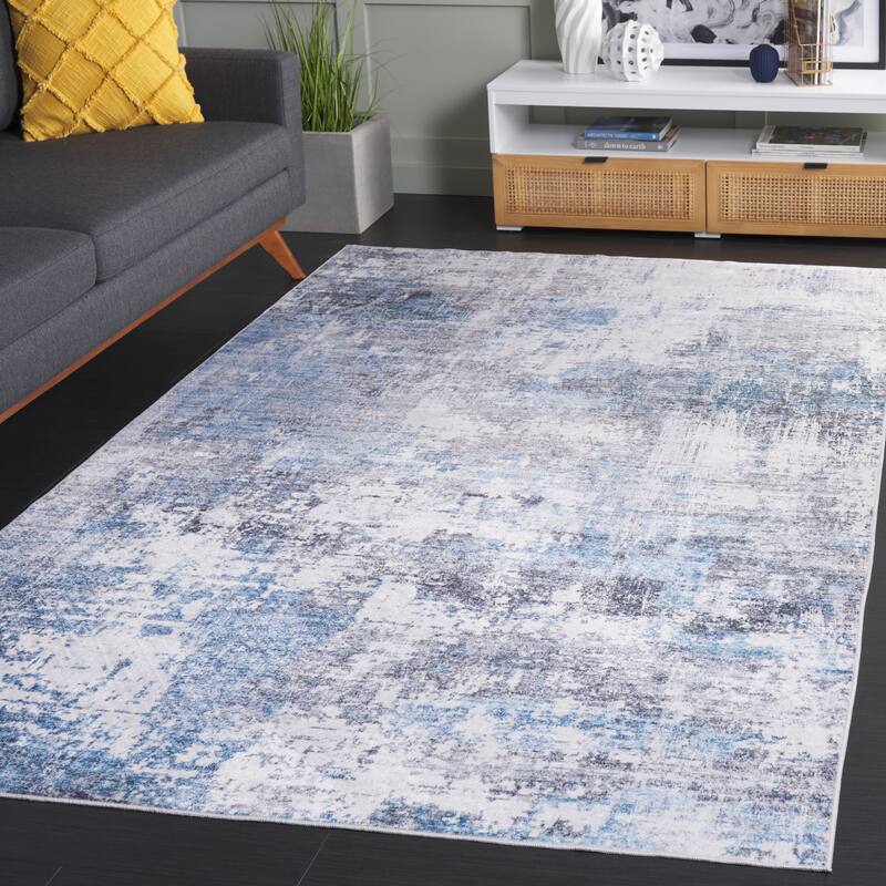 SAFAVIEH Santa Monica Lollie Modern & Contemporary Rug - 6' Square - Ivory/Blue