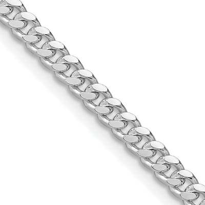 Curata 925 Sterling Silver Rhodium 3.25mm Domed Curb Chain Necklace for Men