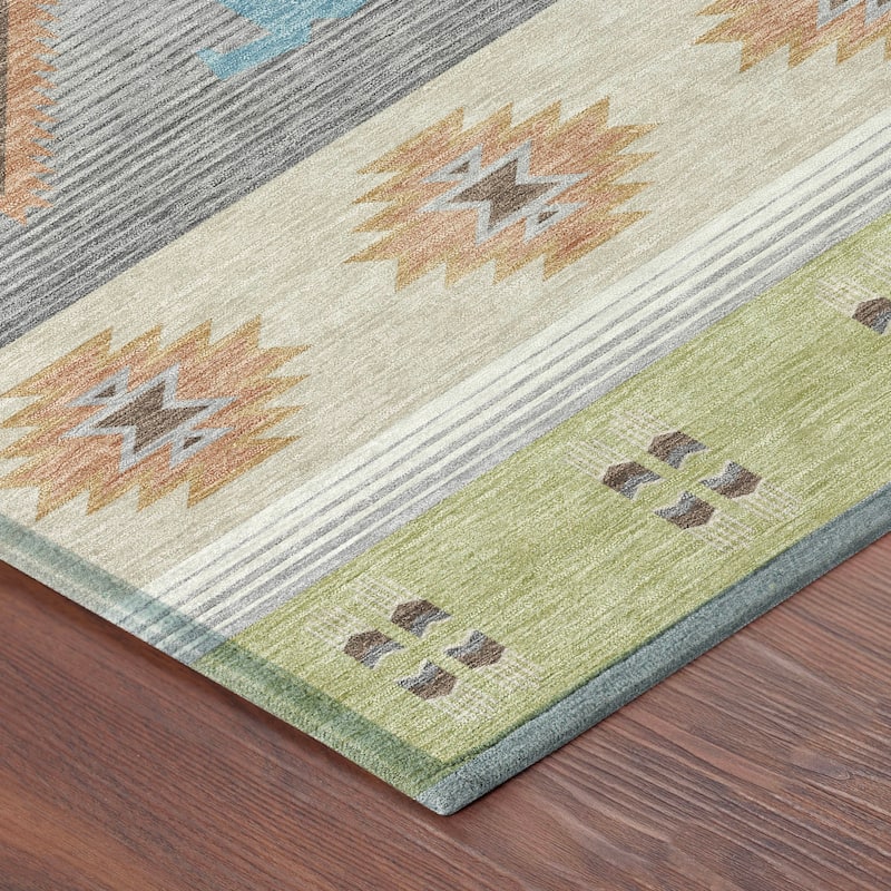 Machine Washable Indoor/ Outdoor Global Chennai Chantille Rug