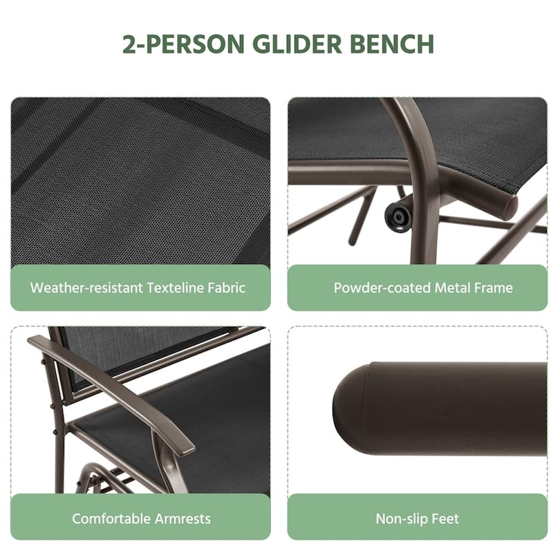 Yaheetech 2-Person Patio Glider Bench Swing Glider Chair