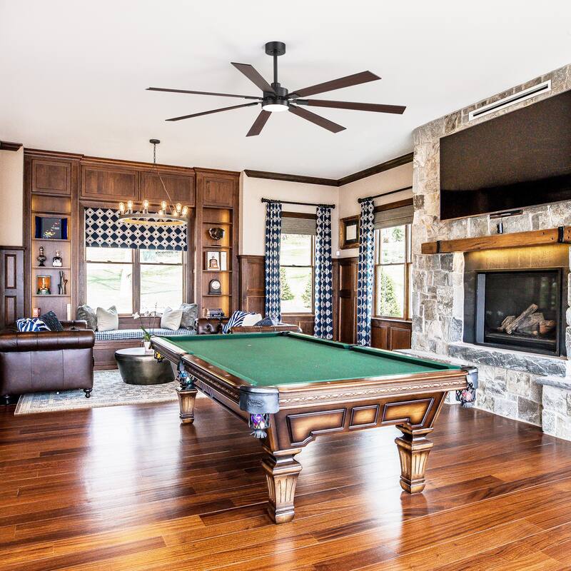 Large 72" Reversible 7-Blade Integrated Ceiling Fan with LED Light and Remote