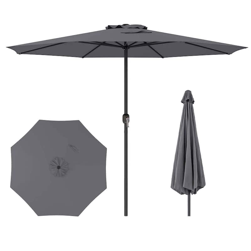 12FT Patio Umbrella Outdoor Table Umbrella w/ Crank Handle - Grey