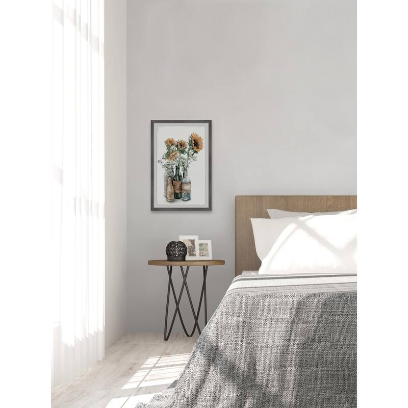 Sunflower Centerpiece Painting Print - Home Wall Art Decor - Framed Floral Picture for Living Room