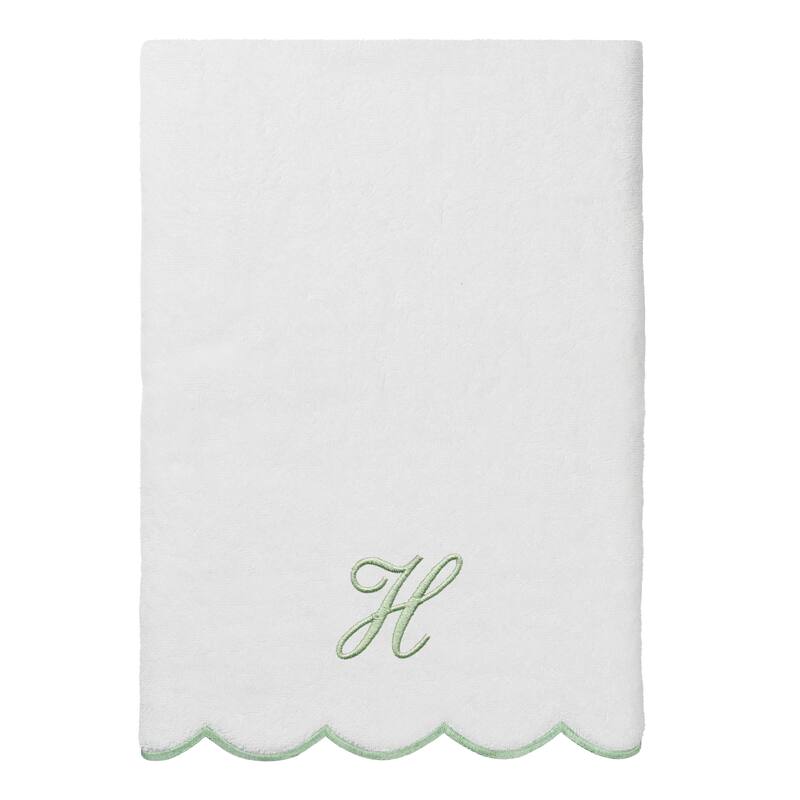 Authentic Hotel and Spa 100% Turkish Cotton Green ADORNIA Scallop Personalized 3 Piece Towel Set - 3 Piece Set