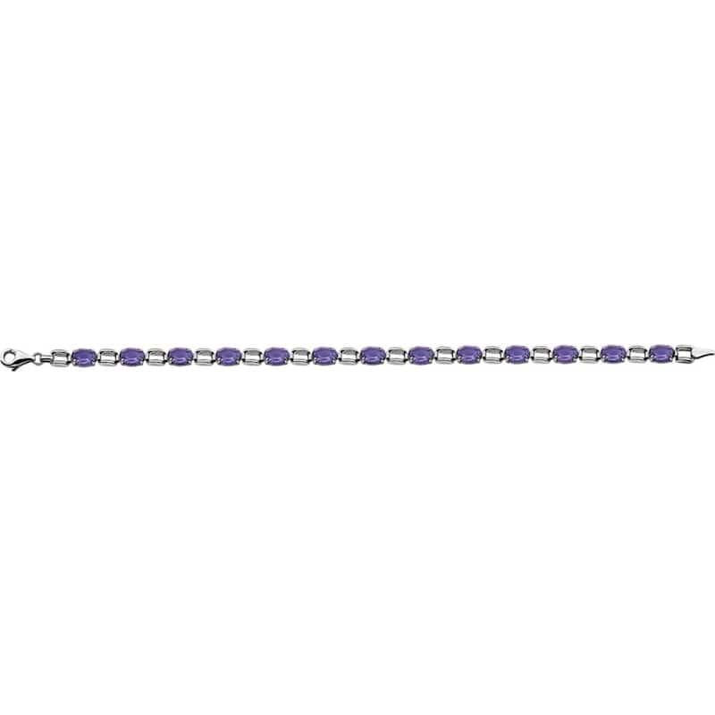 Curata 14k White Gold 7.15 Inch Oval 07x5mm Amethyst Polished Amethyst 7 Inch Bracelet