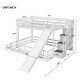 preview thumbnail 4 of 16, Twin Over Full Bunk Bed with Slide, Storage Staircase & Safety Guardrails, White
