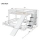 preview thumbnail 15 of 17, Twin over Twin Bunk Bed with Safety Guardrails,Pine Solid Wooden Kids Beds with Slide and Storage Staircase