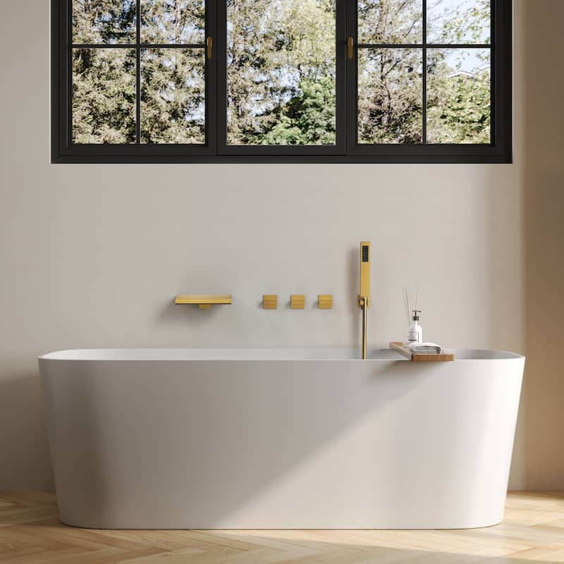 Waterfall Tub Faucet with Rough-in Valve,Wall Mounted Tub Spout with Handheld Shower