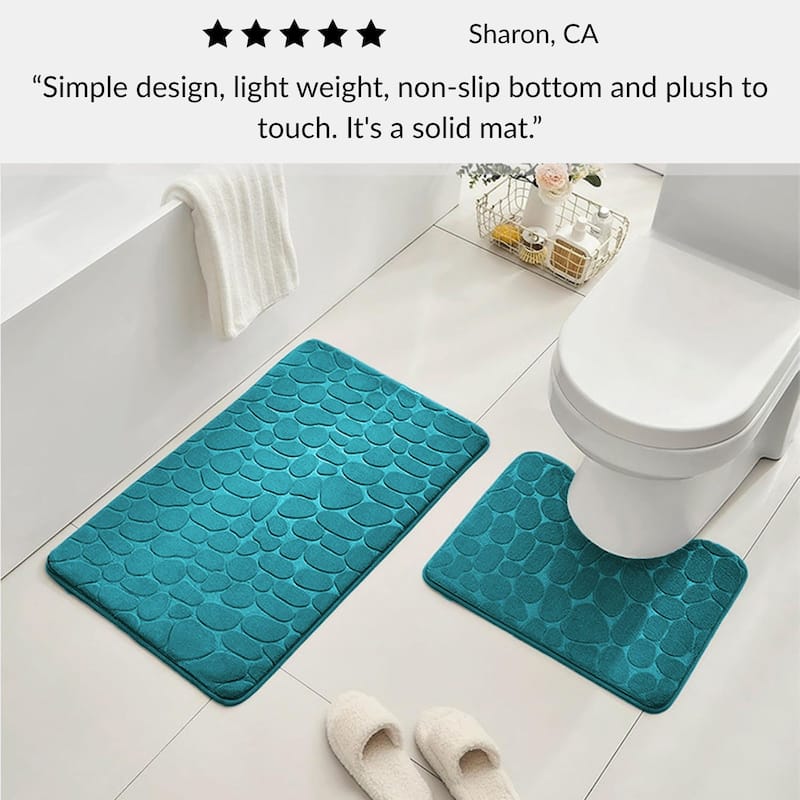 Memory Foam Contour Bath Mat Pebble Design 18x20